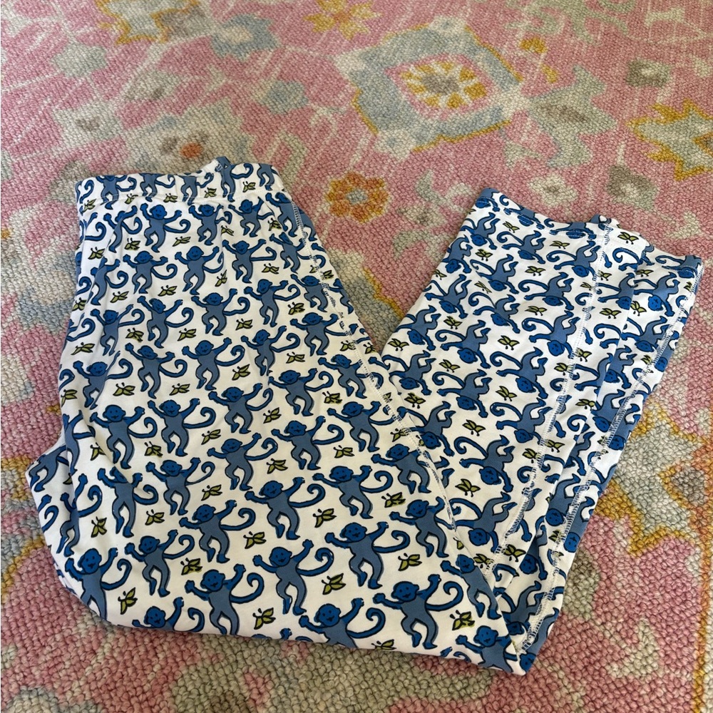 roller rabbit blue monkey pj pants size xs